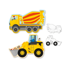 Platzset – Baustelle mit Form und Rückseite zum Ausmalen