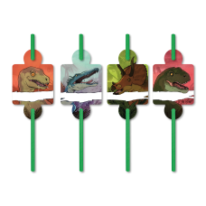 Dino – Trinkhalme aus Papier  mit Namensaufstecker